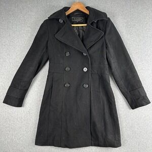 Giacca Womens Double Breasted Pea Coat Black Small Wool Blend Long Jacket Winter